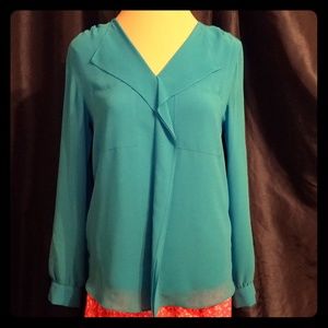 Teal Calvin Klein Blouse w/ button sleeves sz XS